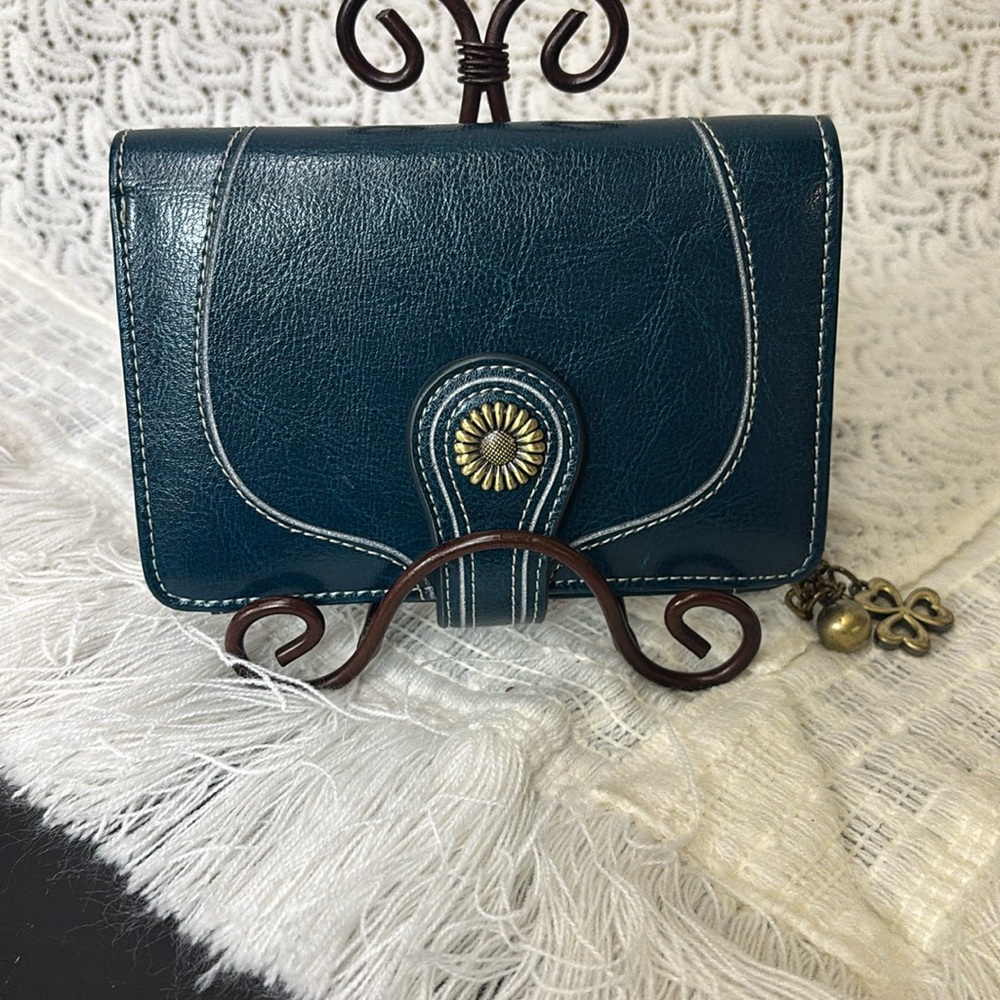 Chic Teal Wallet with Chain Charm